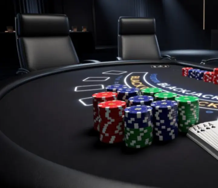 Profesjonalne wyposażenie stołu blackjack: podświetlane krawędzie, żetony i karty