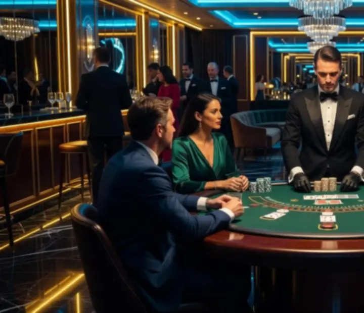 Elegancki stół blackjack podczas wieczornego eventu firmowego