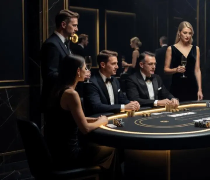 Elegancki firmowy event w stylu black tie z mobilnymi stołami rozrywkowymi