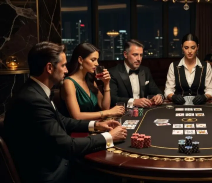 Elegancki stół Poker Night podczas wieczornego wydarzenia firmowego