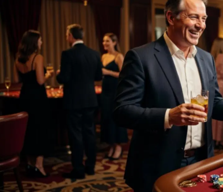 Zadowoleni uczestnicy ruletkowego wieczoru podczas eleganckiego eventu